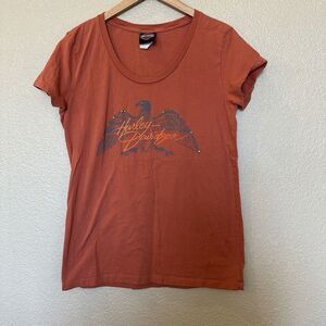 Harley-Davidson Orange Women Eagle Shirt rhinestones Studded large superstition